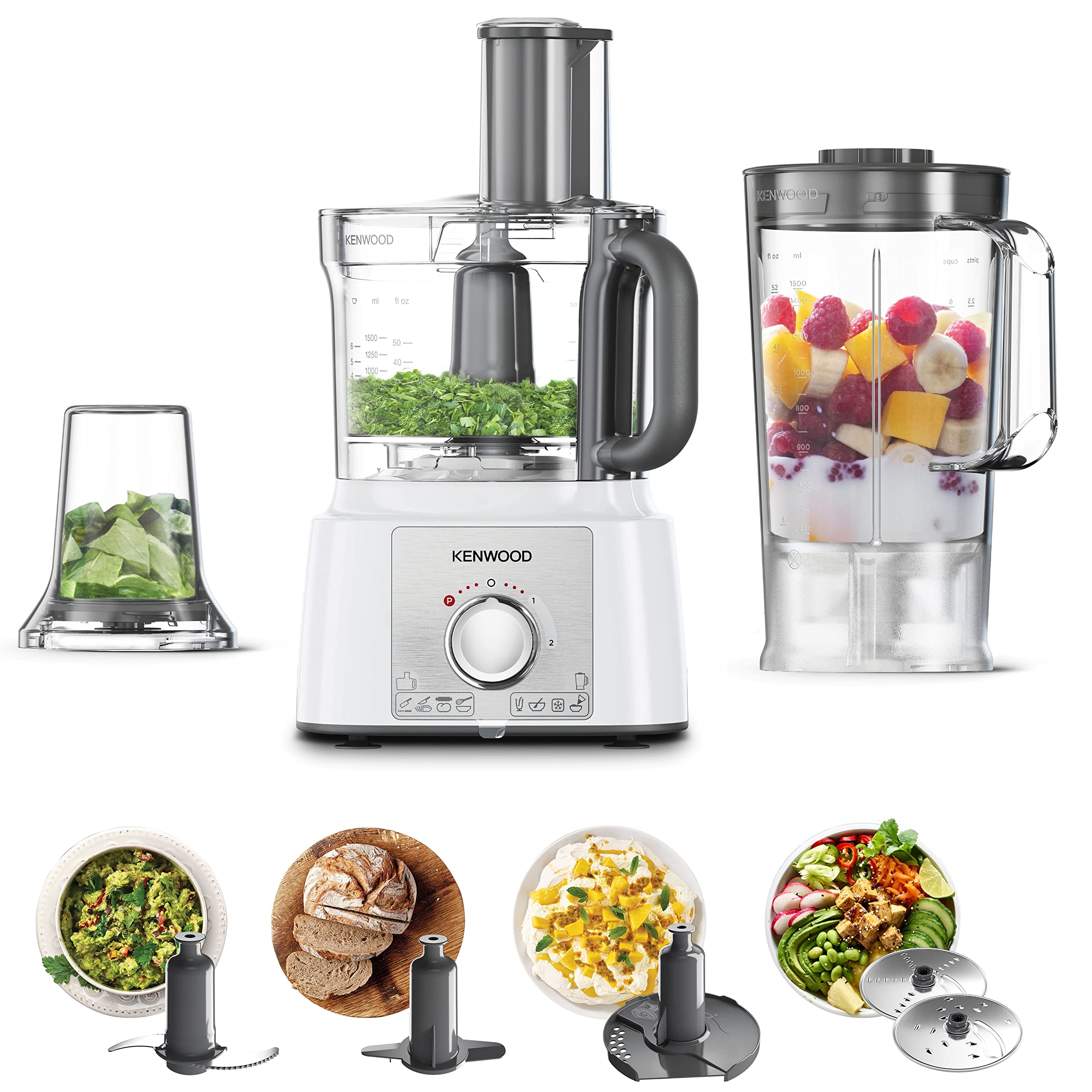 Kenwood Food Processor 1000W Multi-Functional With 3L Bowl, 2 Stainless Steel Disks, Blender, Grinder Mill, Whisk, Dough Maker Kenwood Food Processor 1000W Multi-Functional With 3L Bowl, 2 Stainless Steel Disks, Blender, Grinder Mill, Whisk, Dough Maker